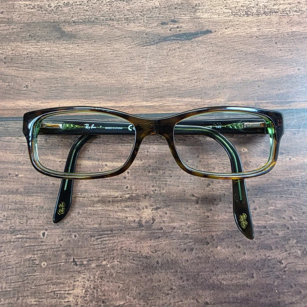 Ray-Ban RB 5187 2445 Dark Tortoise Green Rectangular Eyeglasses Frames 50-16-140